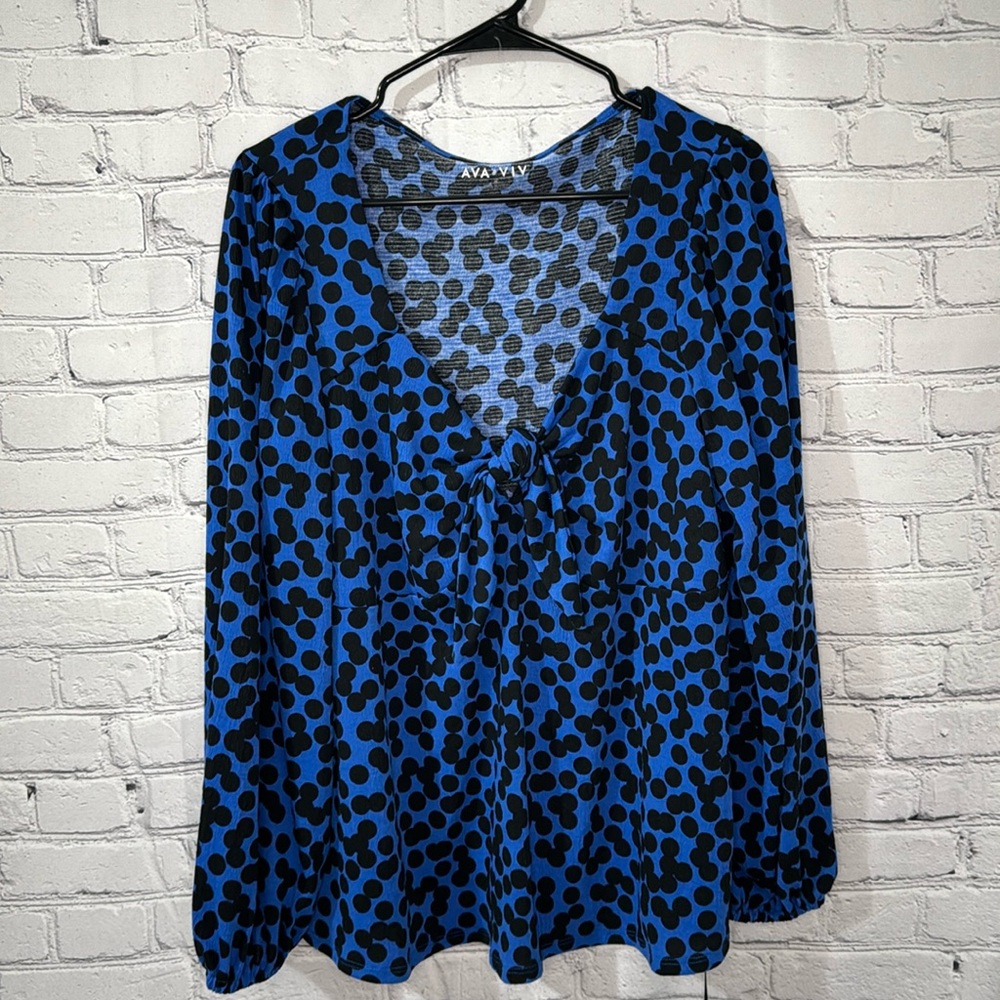 NWT Ava and Viv Polka Dot Babydoll Top